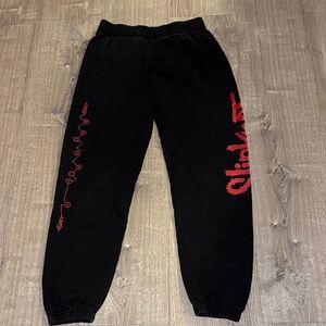 Brooklyn Projects Black Sweatpants with Red Graphics
